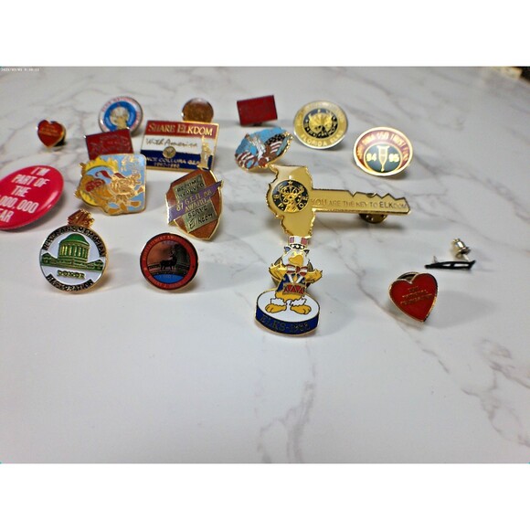 VTG BPOE Benevolent Order Of Elks Lodge Hat Lapel Vest Pin Enamel Buttons - Picture 5 of 9